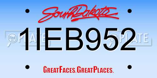 1IEB952 South Dakota License Plate