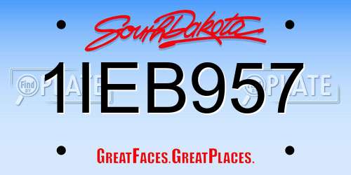 1IEB957 South Dakota License Plate