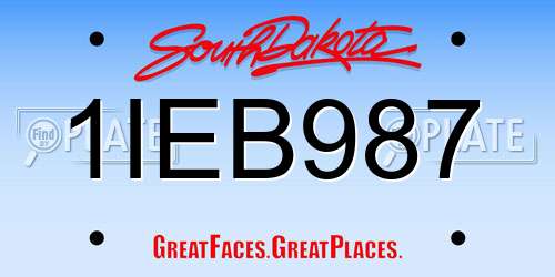 1IEB987 South Dakota License Plate