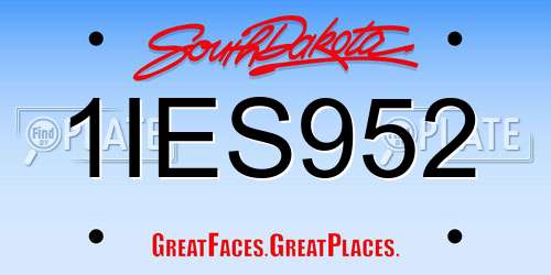 1IES952 South Dakota License Plate