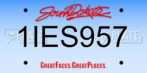 1IES957 South Dakota License Plate