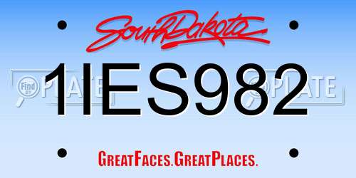 1IES982 South Dakota License Plate