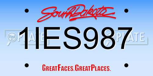 1IES987 South Dakota License Plate