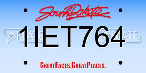 1IET764 South Dakota License Plate
