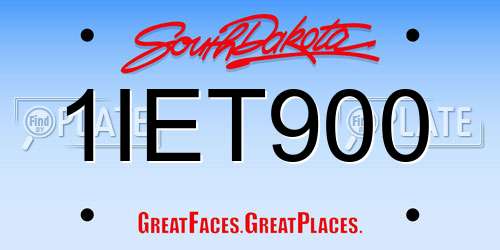 1IET900 South Dakota License Plate