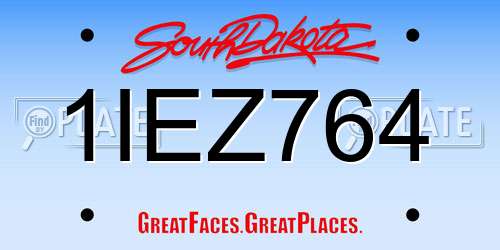 1IEZ764 South Dakota License Plate