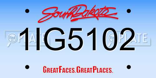 1IG5102 South Dakota License Plate