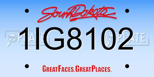 1IG8102 South Dakota License Plate