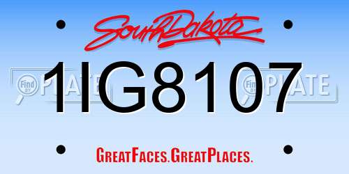 1IG8107 South Dakota License Plate