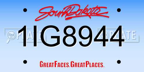 1IG8944 South Dakota License Plate