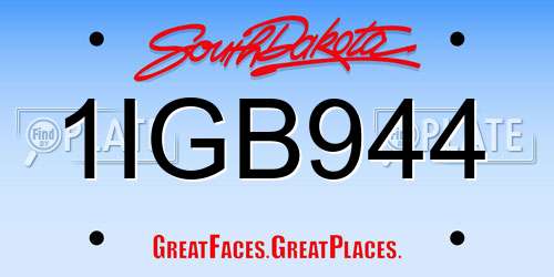 1IGB944 South Dakota License Plate