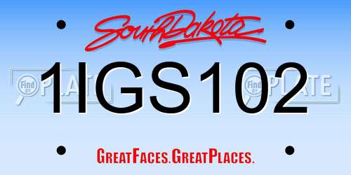 1IGS102 South Dakota License Plate
