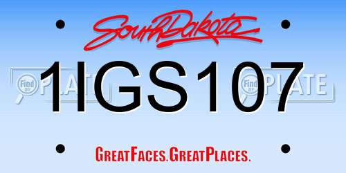 1IGS107 South Dakota License Plate