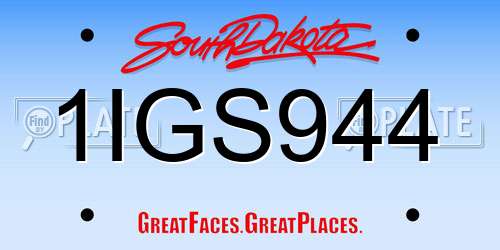 1IGS944 South Dakota License Plate
