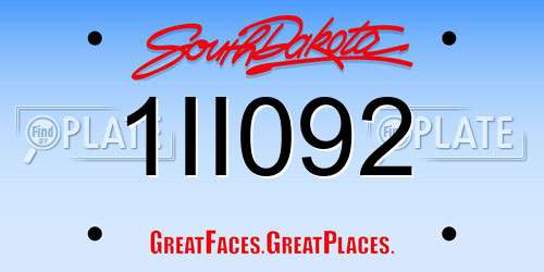 1II092 South Dakota License Plate
