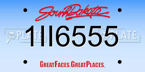 1II6555 South Dakota License Plate