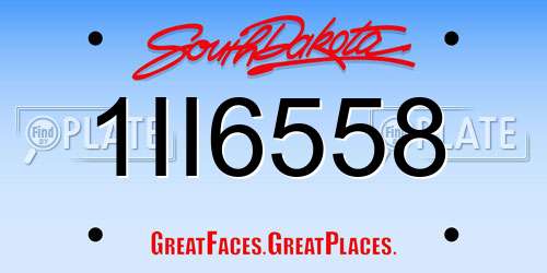 1II6558 South Dakota License Plate