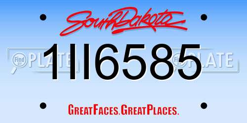 1II6585 South Dakota License Plate