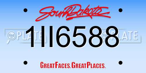 1II6588 South Dakota License Plate