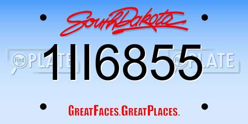 1II6855 South Dakota License Plate