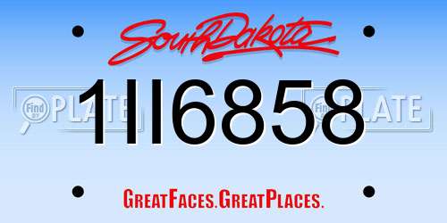 1II6858 South Dakota License Plate