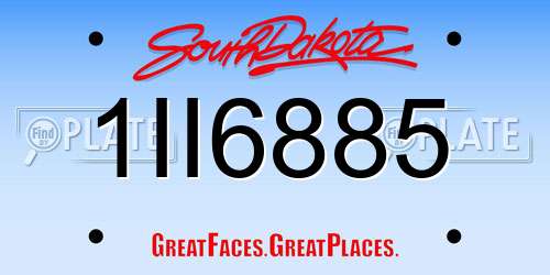 1II6885 South Dakota License Plate