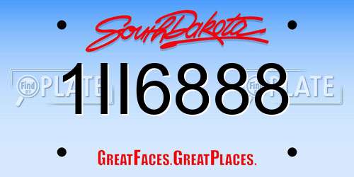 1II6888 South Dakota License Plate