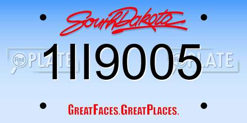 1II9005 South Dakota License Plate