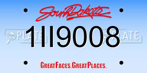 1II9008 South Dakota License Plate