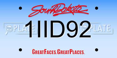 1IID92 South Dakota License Plate