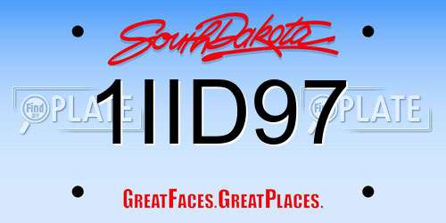 1IID97 South Dakota License Plate