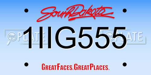 1IIG555 South Dakota License Plate