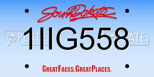 1IIG558 South Dakota License Plate