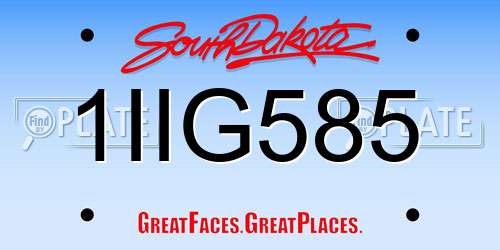 1IIG585 South Dakota License Plate