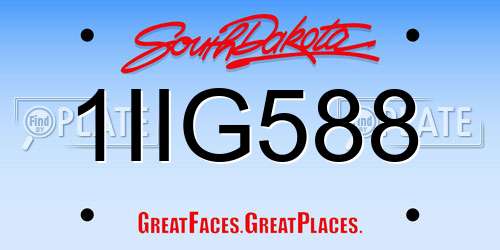 1IIG588 South Dakota License Plate