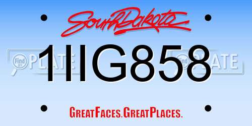 1IIG858 South Dakota License Plate