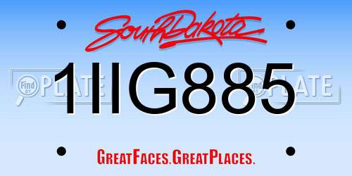 1IIG885 South Dakota License Plate