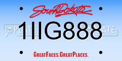 1IIG888 South Dakota License Plate