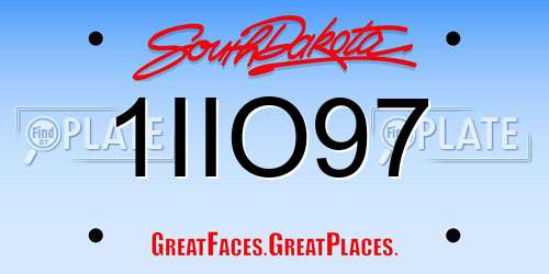 1IIO97 South Dakota License Plate