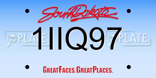 1IIQ97 South Dakota License Plate