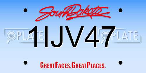 1IJV47 South Dakota License Plate