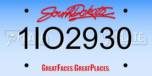 1IO2930 South Dakota License Plate