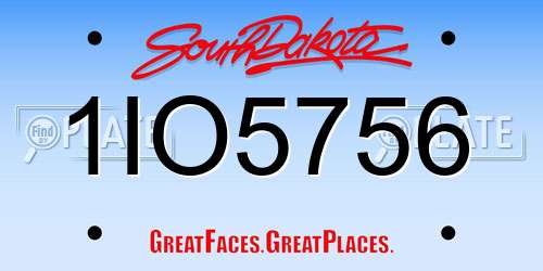 1IO5756 South Dakota License Plate