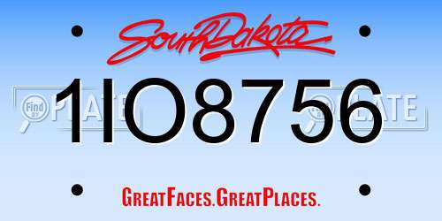 1IO8756 South Dakota License Plate
