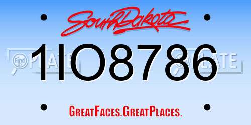 1IO8786 South Dakota License Plate