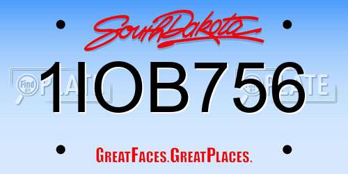 1IOB756 South Dakota License Plate