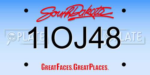 1IOJ48 South Dakota License Plate