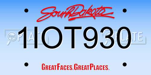 1IOT930 South Dakota License Plate