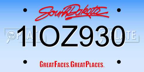 1IOZ930 South Dakota License Plate