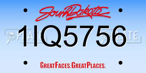 1IQ5756 South Dakota License Plate